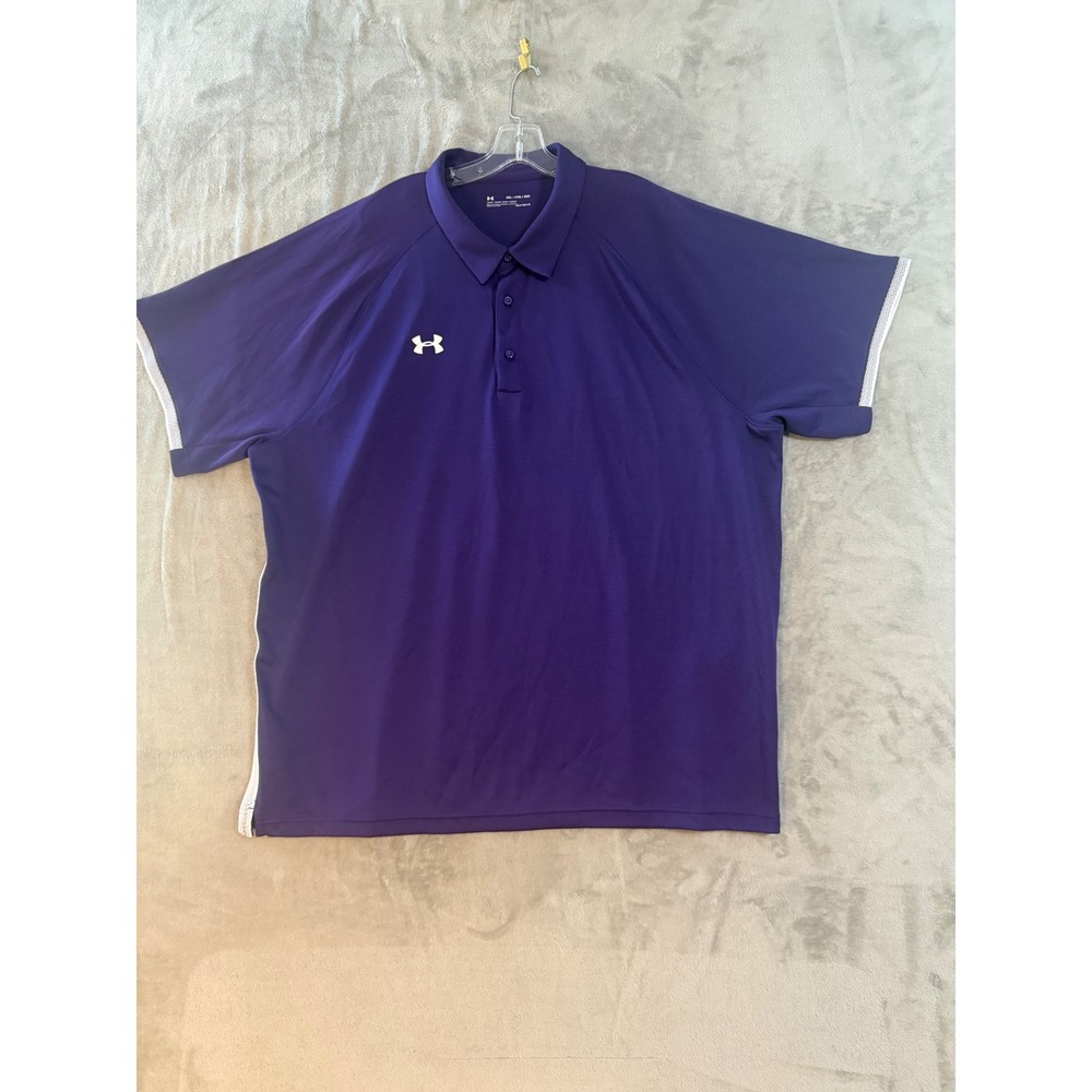 Under Armour Polo Shirt Men 4XL Purple HeatGear Short Sleeve Loose Fit Mesh Trim